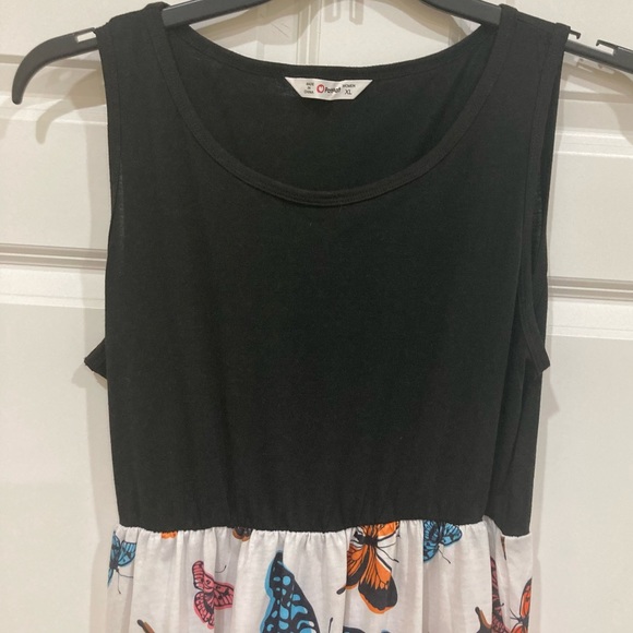 Pat Pat size XL casual black top white butterfly skirt multi color casual dress - Picture 5 of 10